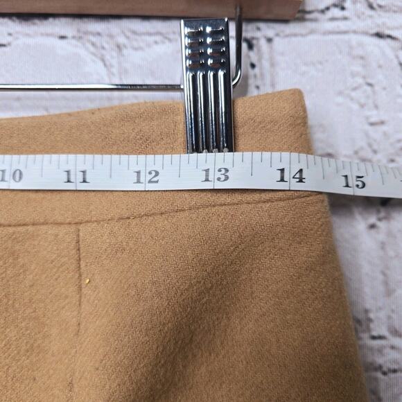 J Crew The Pencil Skirt Wool Classic Tan Straight Preppy Old Money Skirt Size 2 - Picture 9 of 12